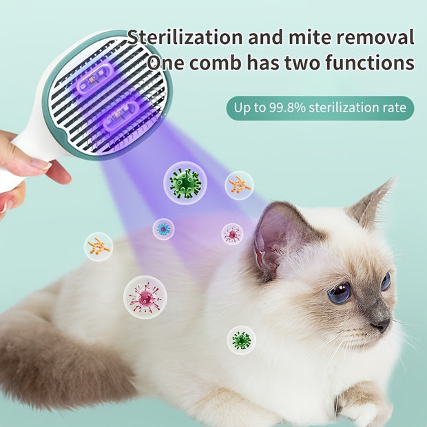 Hygienic Pet Pampering: UVC-Sterilised Hair Remover Brush with Self-Cleaning Feature.