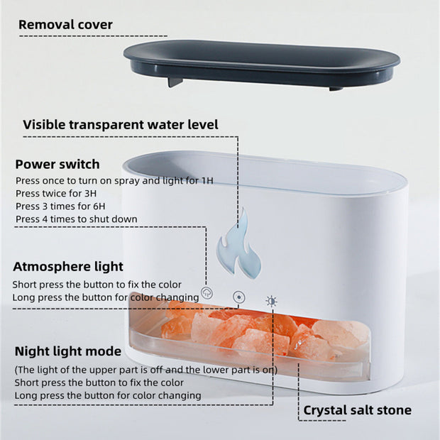 New Flame Humidifier and Crystal Salt Stone Atmosphere Lamp 🔥🌈"