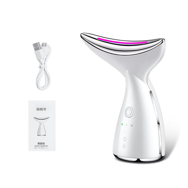 EMS Neck and Face Beauty Device With 3 Colours, LED Photon Therapy, Skin Tightening - Reduce Double Chin Face Lifting Device.