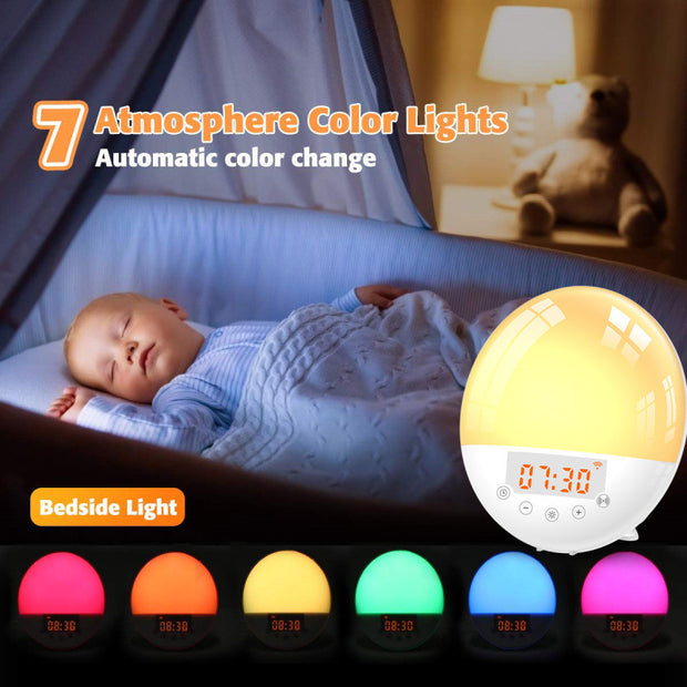 Wake-up Light, Wifi Voice Control Alarm Clock For Kids/Adults, Sunrise Sunset Simulation, FM Radio,  Bedroom Decor Sleep Aid.