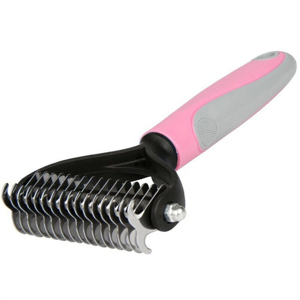 "Fur Perfection: Double-Sided Shedding and Dematting with Our Pet Grooming Brush."