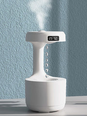 Anti gravity Humidifier - Creative Water Drop Back flow! Bedroom, Office, Desktop - LED Time Display.