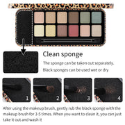 Romantic Beauty Multicolor Leopard Eye Shadow Plate Pearlescent Matte Glitter Powder Eye Shadow With Black Eye Shadow Brush