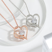 Double Love Necklace, A Rhinestone-Studded Valentine's Day Delight!"