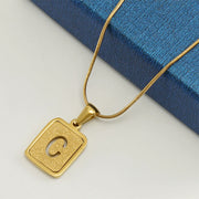 Alphabet Necklace 26 Letters Hollow Out Square 18K Necklace Fashion Jewelry