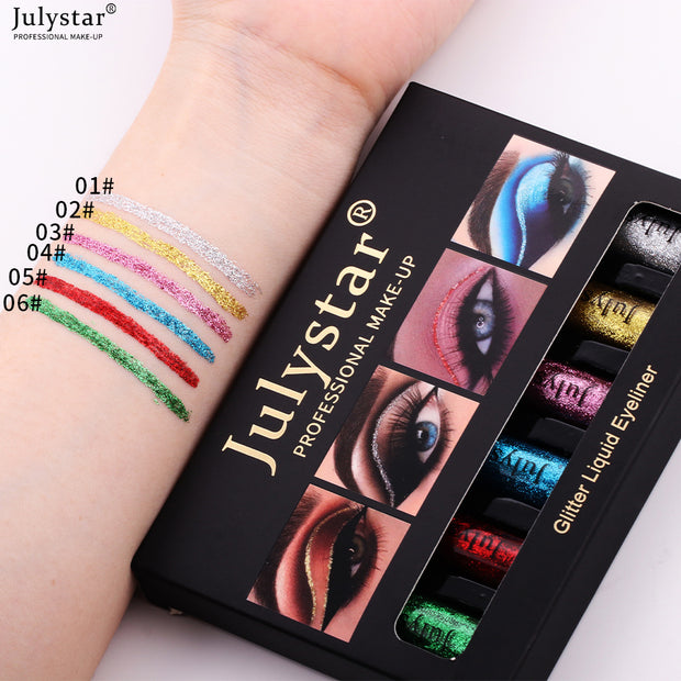 Colourful glitter liquid Extra Fine eyeliner  - 6 Piece Set.