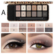 Romantic Beauty Multicolor Leopard Eye Shadow Plate Pearlescent Matte Glitter Powder Eye Shadow With Black Eye Shadow Brush