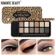 Romantic Beauty Multicolor Leopard Eye Shadow Plate Pearlescent Matte Glitter Powder Eye Shadow With Black Eye Shadow Brush