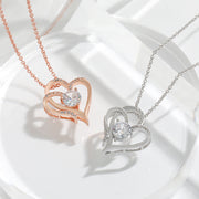 Double Love Necklace, A Rhinestone-Studded Valentine's Day Delight!"