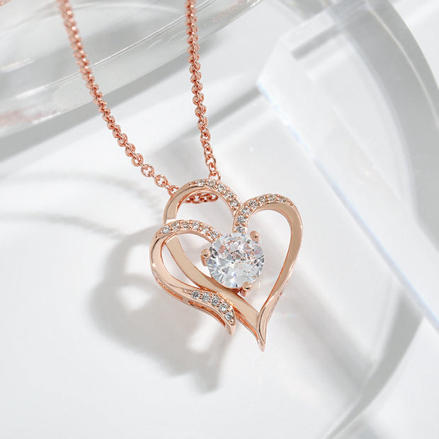 Double Love Necklace, A Rhinestone-Studded Valentine's Day Delight!"