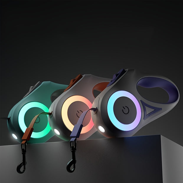 Retractable Pet Leash with Built-In LED Light! - "✨ Light Up Your Pet's Path"