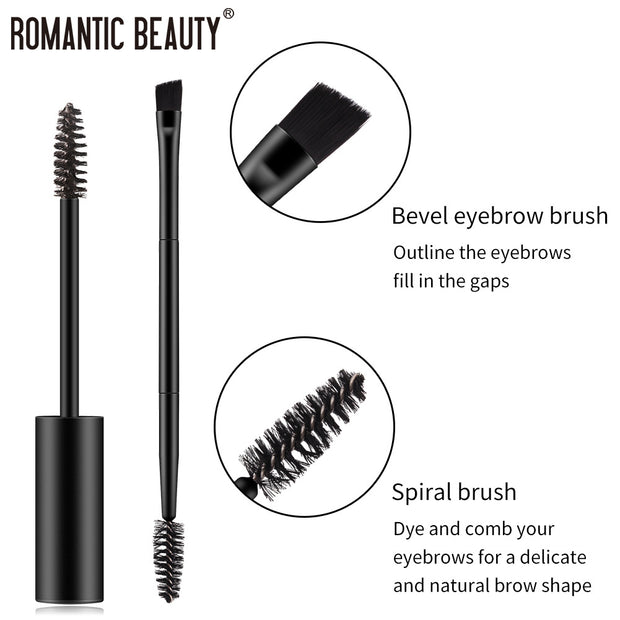 Romantic Beauty Two-Headed Brow Brush For Long-Lasting Styling Waterproof Perspiration-Proof Brow Dye