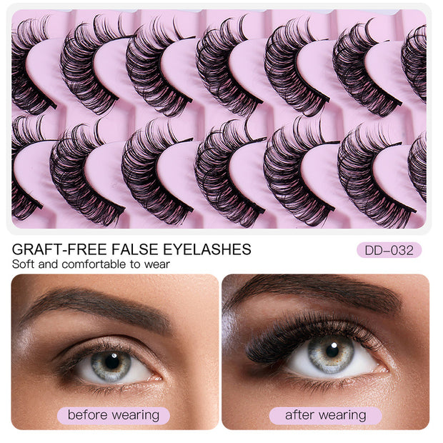 Magic of DD Russian Large Roll Grafting Lashes - 10 Pairs for Ultimate Eyelash Enchantment!" 👀🌈