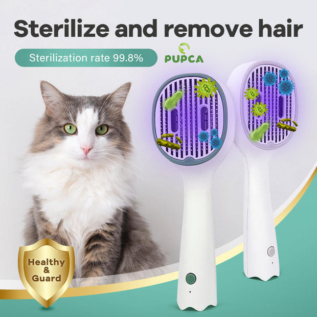 Hygienic Pet Pampering: UVC-Sterilised Hair Remover Brush with Self-Cleaning Feature.