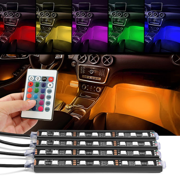 Car RGB LED Strip Light, Lamps Car Interior Light With Remote