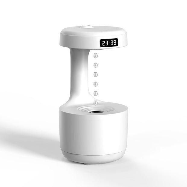 Anti gravity Humidifier - Creative Water Drop Back flow! Bedroom, Office, Desktop - LED Time Display.