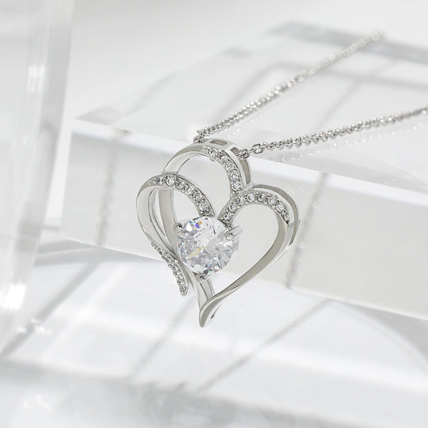 Double Love Necklace, A Rhinestone-Studded Valentine's Day Delight!"