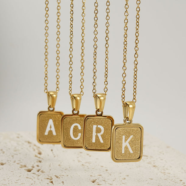 Alphabet Necklace 26 Letters Hollow Out Square 18K Necklace Fashion Jewelry