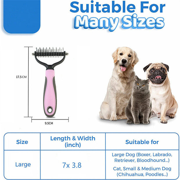 "Fur Perfection: Double-Sided Shedding and Dematting with Our Pet Grooming Brush."